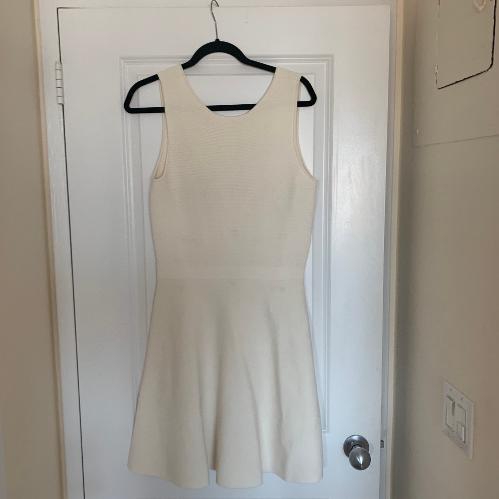 Theory Cream Knit Flare Dress
